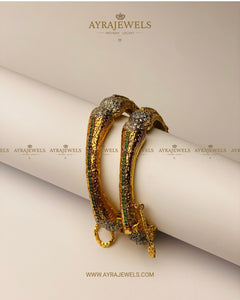 Antique Gold Plated Bangles With Chain – Traditional & Stylish Bangles | Ayra Jewels