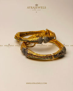 Antique Gold Plated Bangles With Chain – Traditional & Stylish Bangles | Ayra Jewels