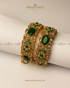 Luxury Openable Bangles with Gold Polish – Pair | Ayra Jewels