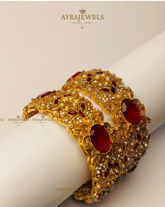 Luxury Openable Bangles with Gold Polish – Elegant Pair | Ayra Jewels