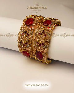 Luxury Openable Bangles with Gold Polish – Elegant Pair | Ayra Jewels
