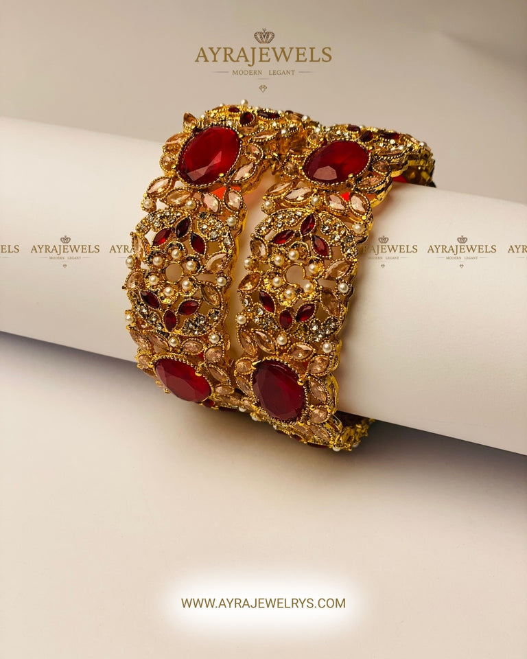Luxury Openable Bangles with Gold Polish – Elegant Pair | Ayra Jewels