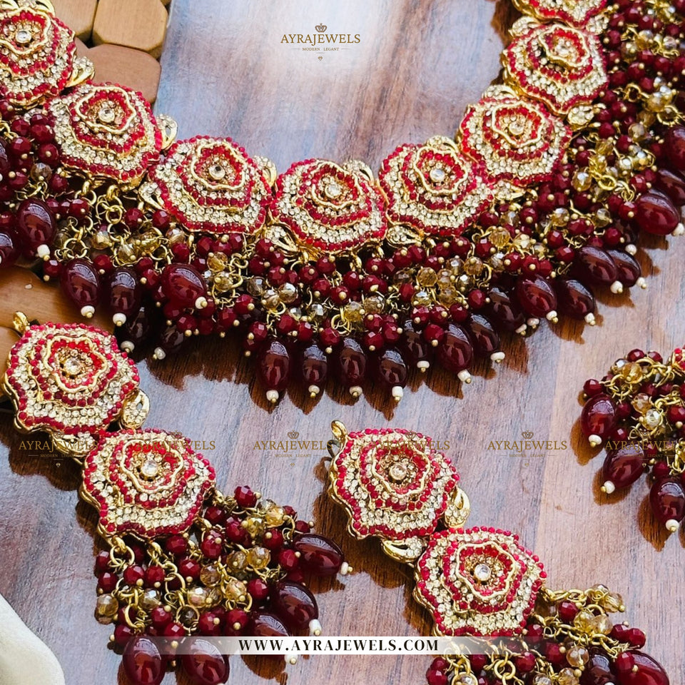 Aynoor Necklace Set with Earrings & Teeka – Traditional Bridal Jewellery