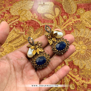 Designer Earrings with Stone & Pearl Detailing – Elegant Party Wear