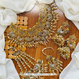 3D Zarqoon Bridal Set with Lightweight Earrings, Teeka & Jhumar