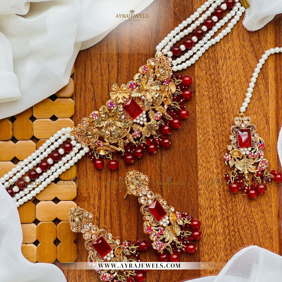 3D Work Designer Choker Set – Elegant Party & Bridal Wear Jewellery