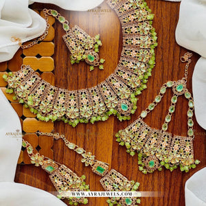 Zarqoon Bridal Set with Earrings, Teeka & Jhoomar – Traditional Wedding Jewellery