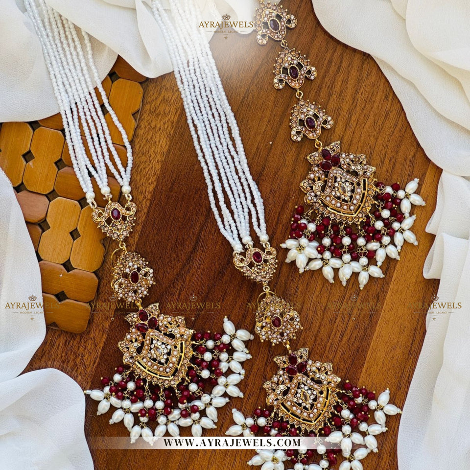 Nouratan Heavy Earrings with Sahare & Teeka – Traditional Bridal Set