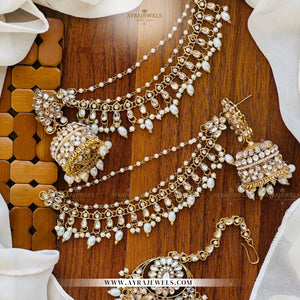 Traditional Kundan Jhumke Set – With Sahara & Teeka | Bridal Earrings