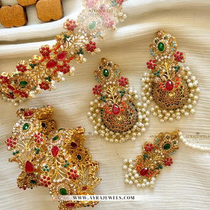 Nouratan Collar Bridal Set with Jhoomka, Teeka & Openable Bangles