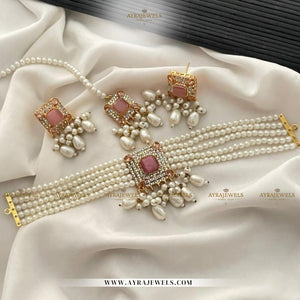 Cute Small Choker Set with Studs & Teeka – Party Wear Jewellery