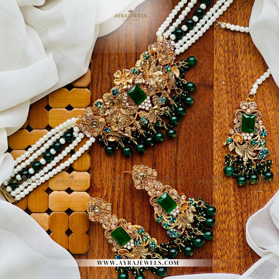 3D Work Designer Choker Set – Elegant Party & Bridal Wear Jewellery