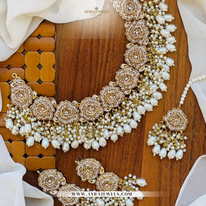 Aynoor Necklace Set with Earrings & Teeka – Traditional Bridal Jewellery