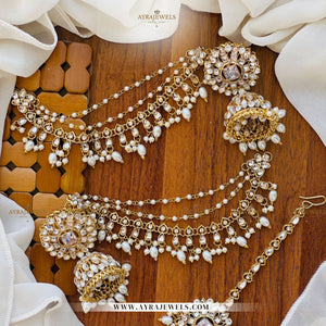 Traditional Kundan Jhumke Set – With Sahara & Teeka | Bridal Earrings