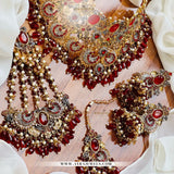 3D Zarqoon Bridal Set with Lightweight Earrings, Teeka & Jhumar