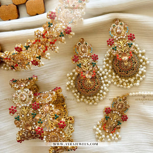 Nouratan Collar Bridal Set with Jhoomka, Teeka & Openable Bangles