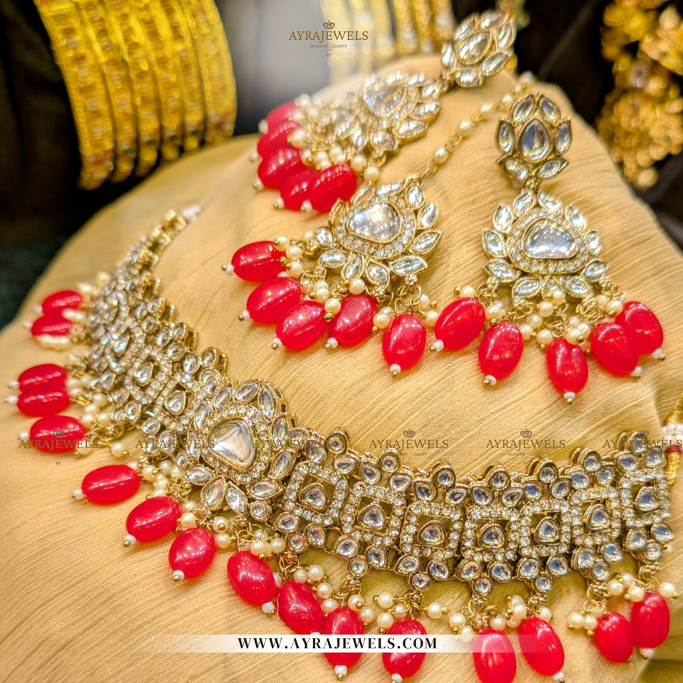Elegant Bridal Choker Set with Earrings & Teeka – Traditional Wedding Jewellery