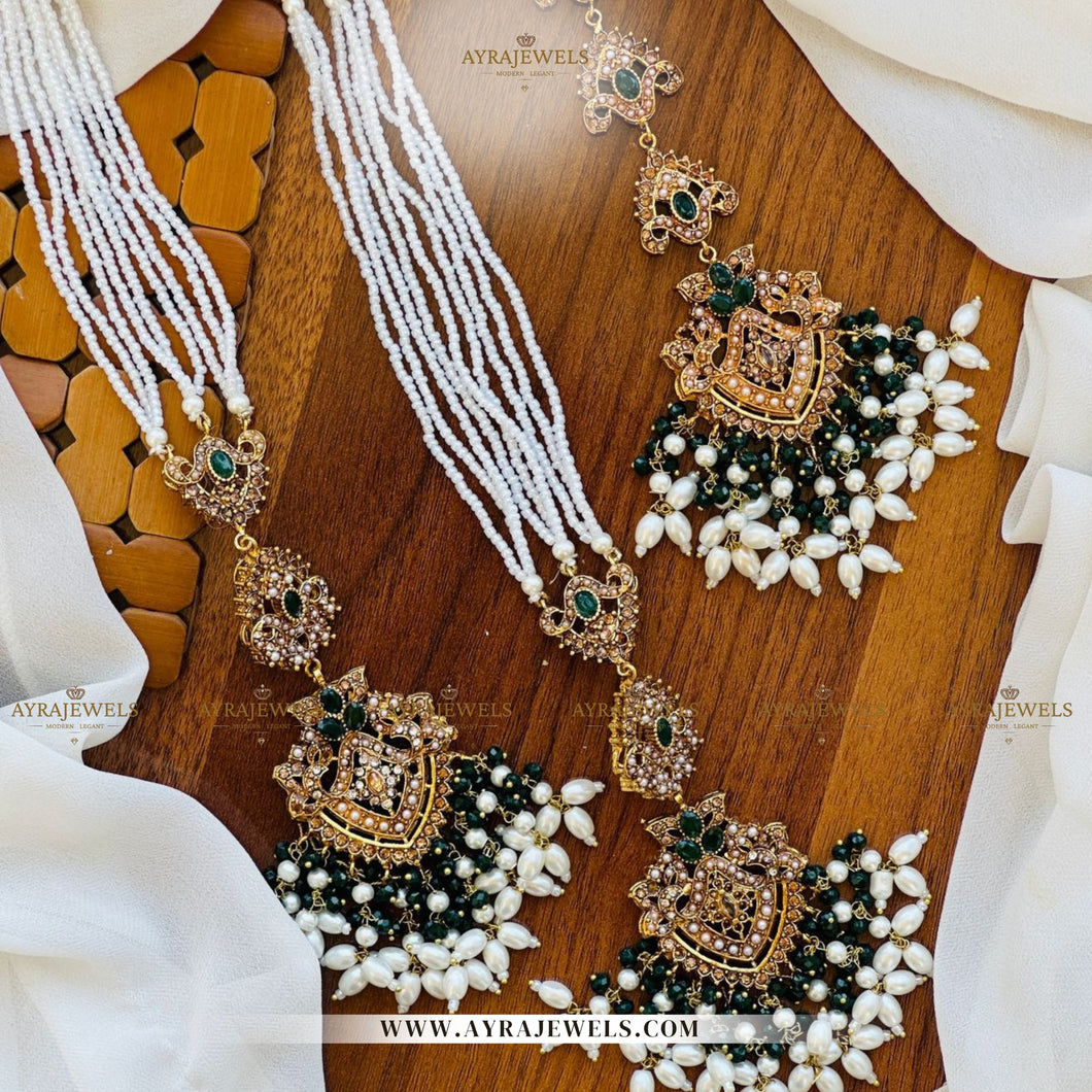 Nouratan Heavy Earrings with Sahare & Teeka – Traditional Bridal Set