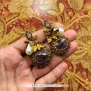 Designer Earrings with Stone & Pearl Detailing – Elegant Party Wear