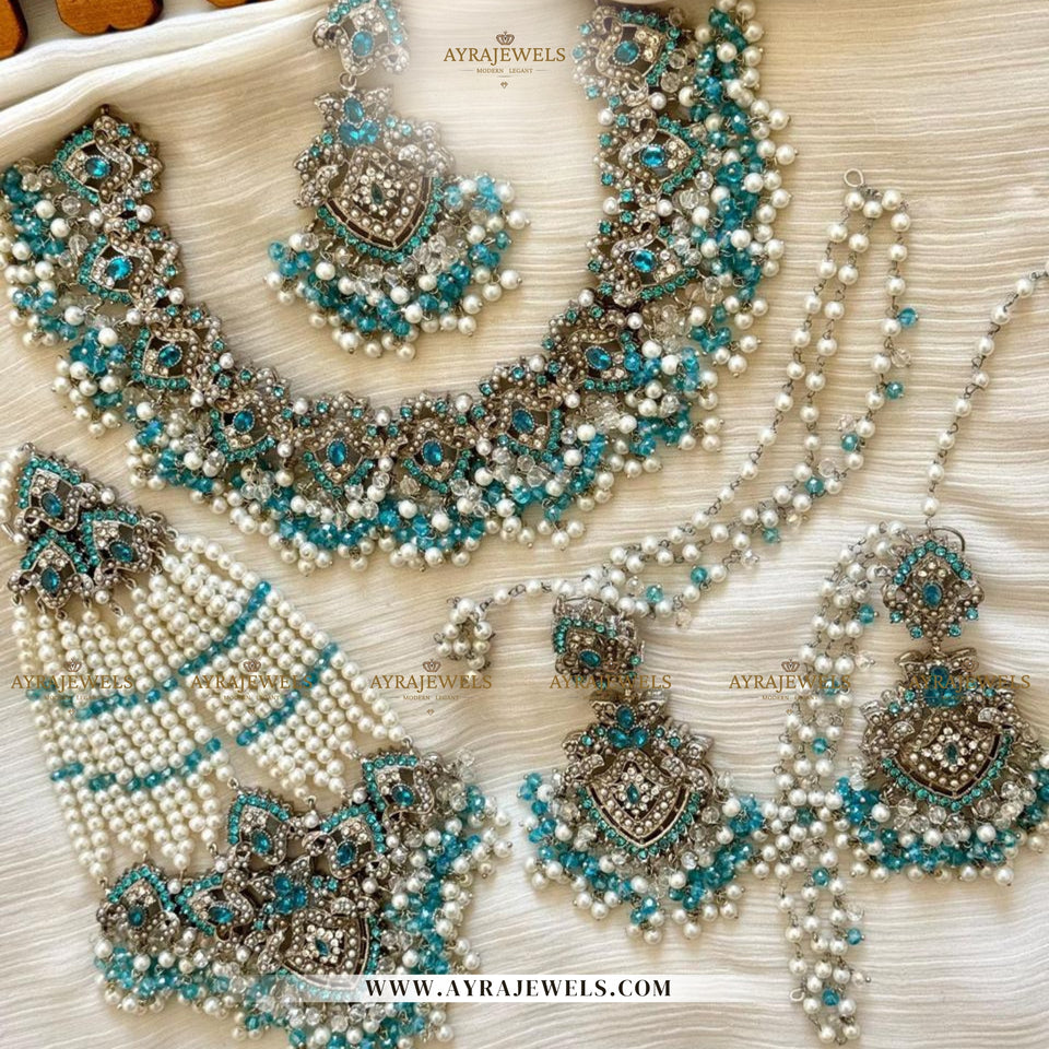 Nouratan Bridal Set – Necklace, Earrings, Sahare, Teeka & Jhoomer – Traditional Wedding Jewellery