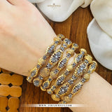 6-Piece Gold Plated Bangles Set – 2 Tone Polish | Multiple Sizes