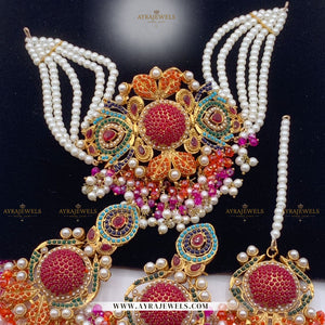 Nouratan Choker Set with Earrings & Teeka – Multi Color Party Wear Jewellery