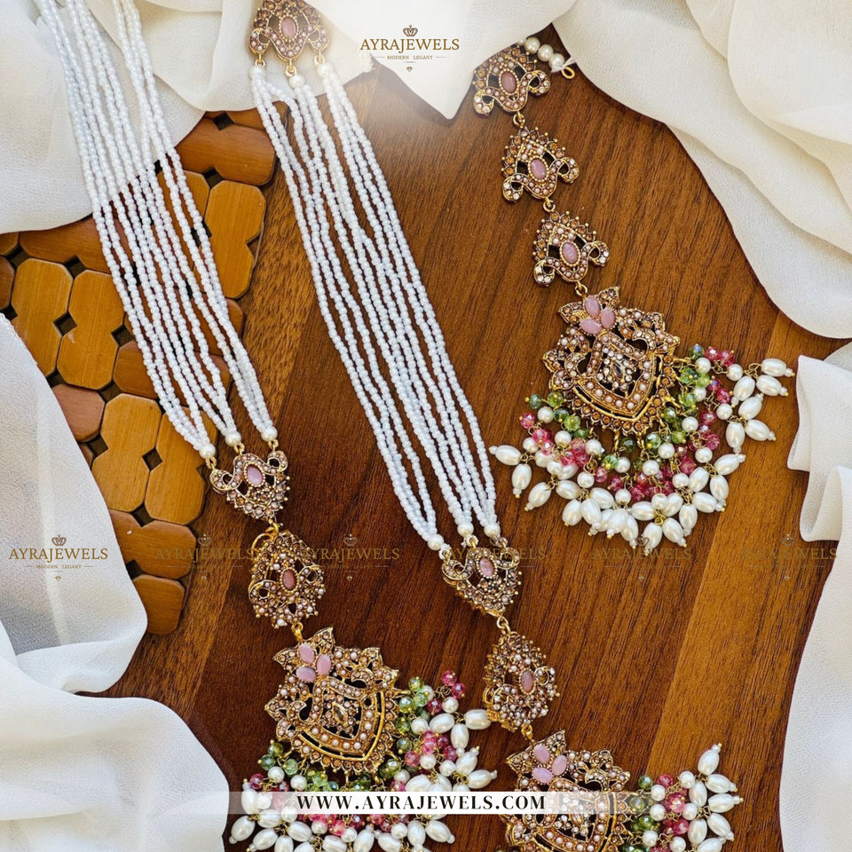 Nouratan Heavy Earrings with Sahare & Teeka – Traditional Bridal Set