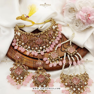Zarcon Bridal Set – Necklace, Earrings, Teeka & Jhoomer – Traditional Wedding Jewellery