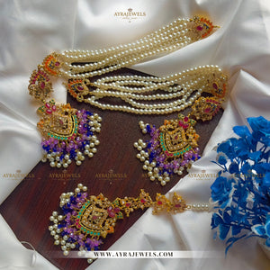 Nouratan Earrings with Heavy Sahare & Teeka – Bridal & Party Wear Jewellery