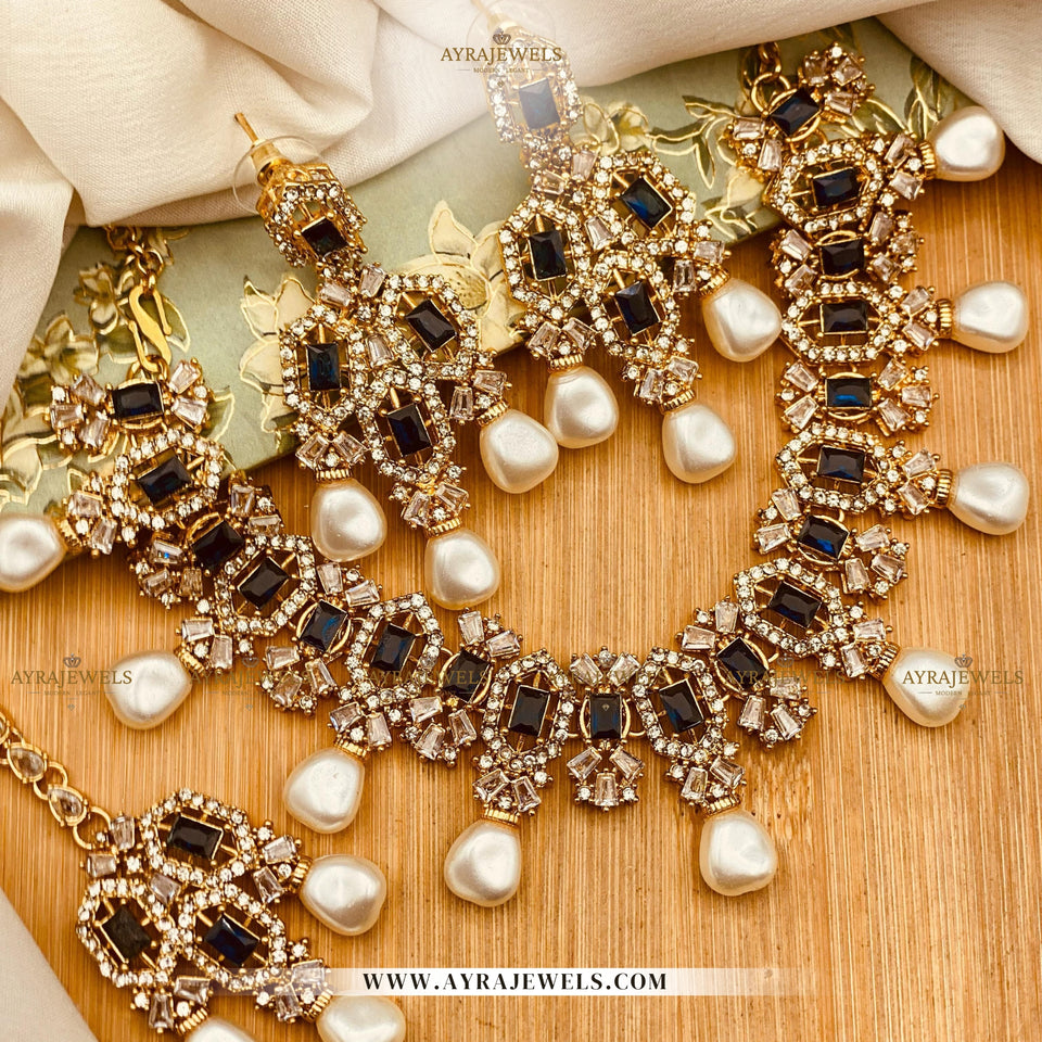Zarcon Party Wear Necklace with Earrings & Teeka – Elegant Wedding & Festive Jewellery
