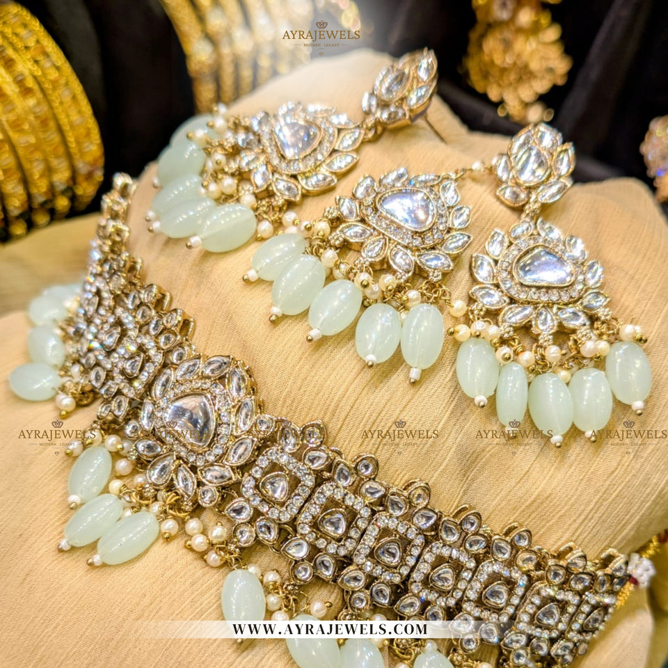 Elegant Bridal Choker Set with Earrings & Teeka – Traditional Wedding Jewellery