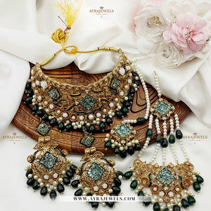 Zarcon Bridal Set – Necklace, Earrings, Teeka & Jhoomer – Traditional Wedding Jewellery