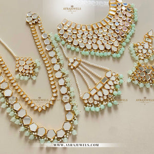 Mirror Kundan Bridal Set – Complete Wedding Jewellery | Earrings, Teeka & Jhumar