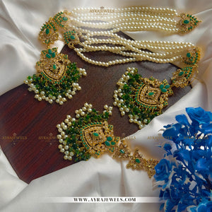 Nouratan Earrings with Heavy Sahare & Teeka – Traditional Bridal Earrings Set