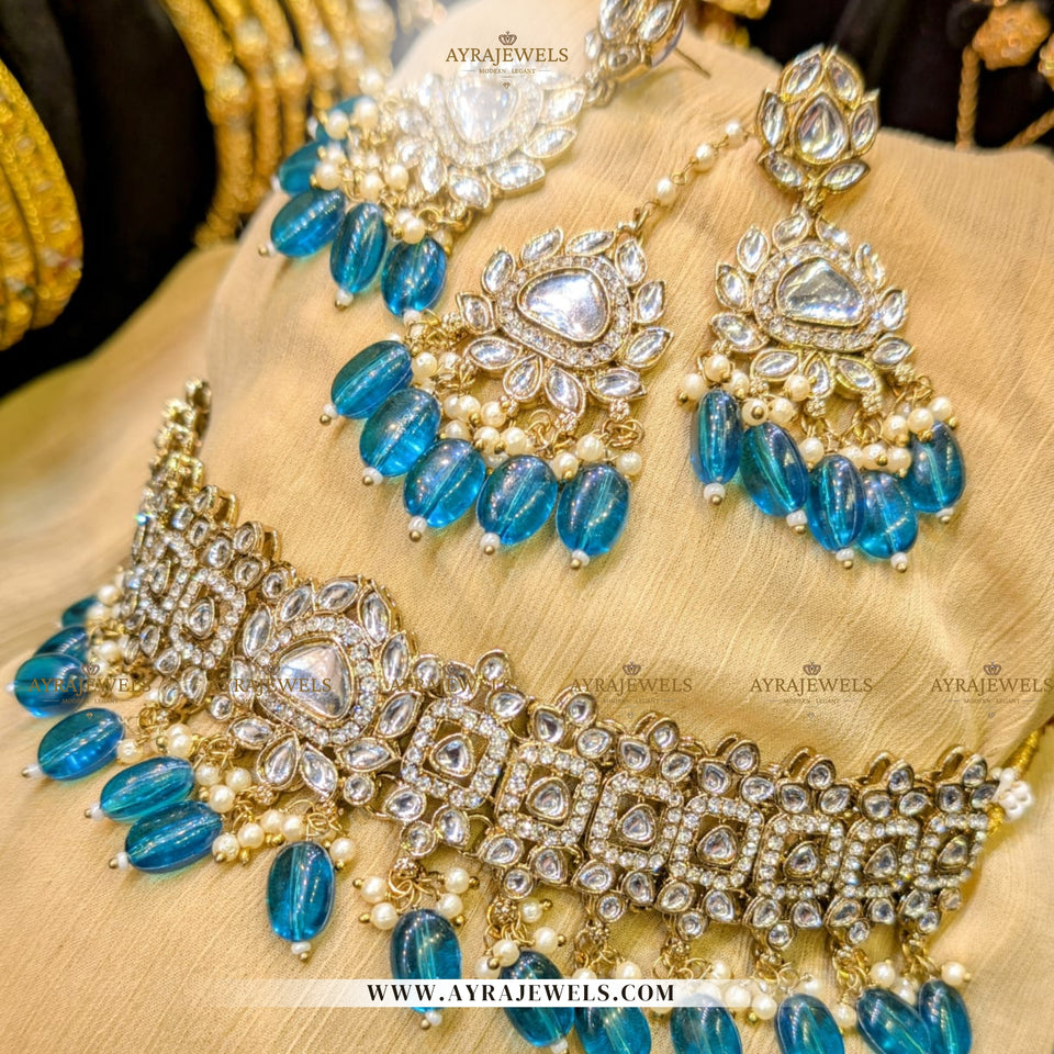 Elegant Bridal Choker Set with Earrings & Teeka – Traditional Wedding Jewellery
