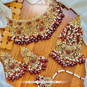 3D Bridal Collar Set with Earrings, Teeka & Jhoomar – Luxurious Wedding Jewellery
