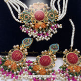 Nouratan Choker Set with Earrings & Teeka – Multi Color Party Wear Jewellery