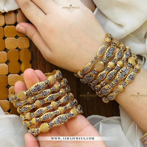 6-Piece Gold Plated Bangles Set – 2 Tone Polish | Multiple Sizes