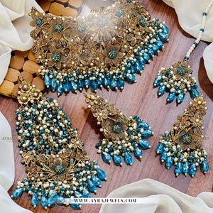 3D Bridal Collar Set with Earrings, Teeka & Jhoomar – Luxurious Wedding Jewellery