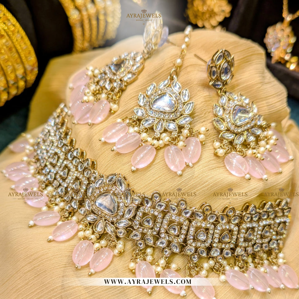 Elegant Bridal Choker Set with Earrings & Teeka – Traditional Wedding Jewellery