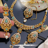 Zarcon Party Wear Necklace with Earrings & Teeka – Elegant Gold & Silver Finish