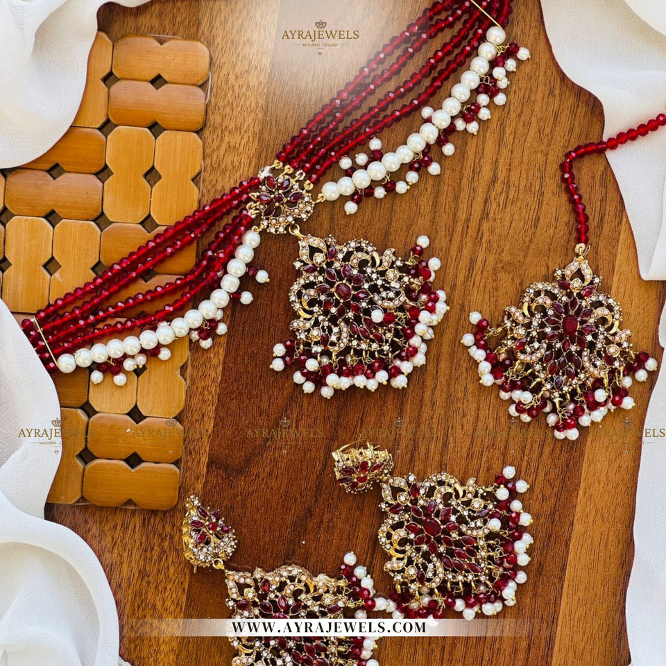 Zarkoon Pearls Choker Set – With Earrings & Teeka | Elegant Bridal Jewellery