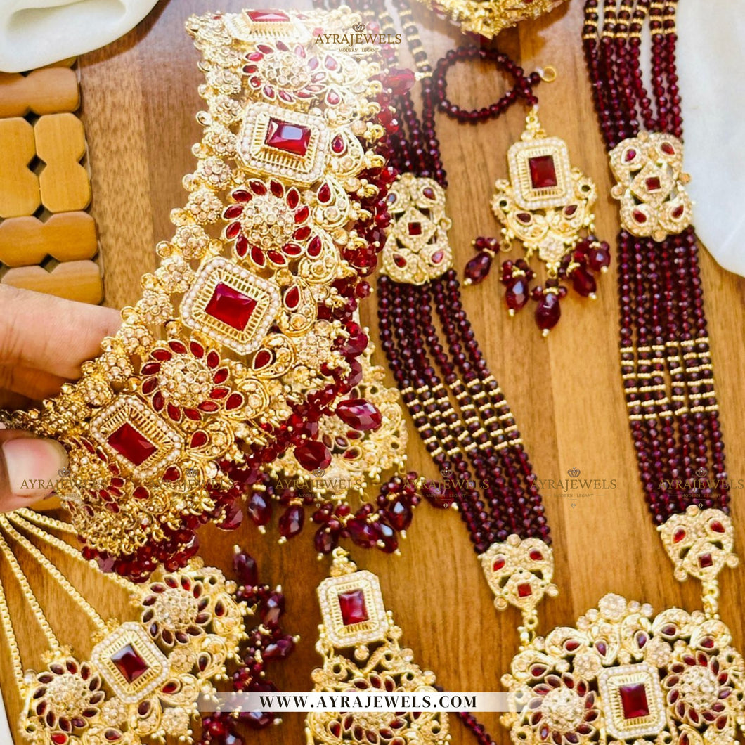 Manjoos Zarqoon Bridal Set with Openable Bangles – Complete Wedding Jewellery Set