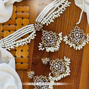 Zarkoon Pearls Choker Set – With Earrings & Teeka | Elegant Bridal Jewellery