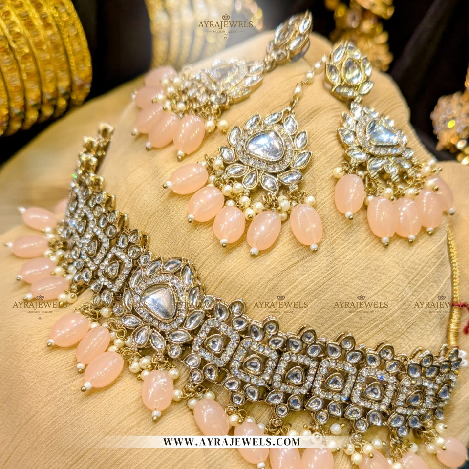 Elegant Bridal Choker Set with Earrings & Teeka – Traditional Wedding Jewellery