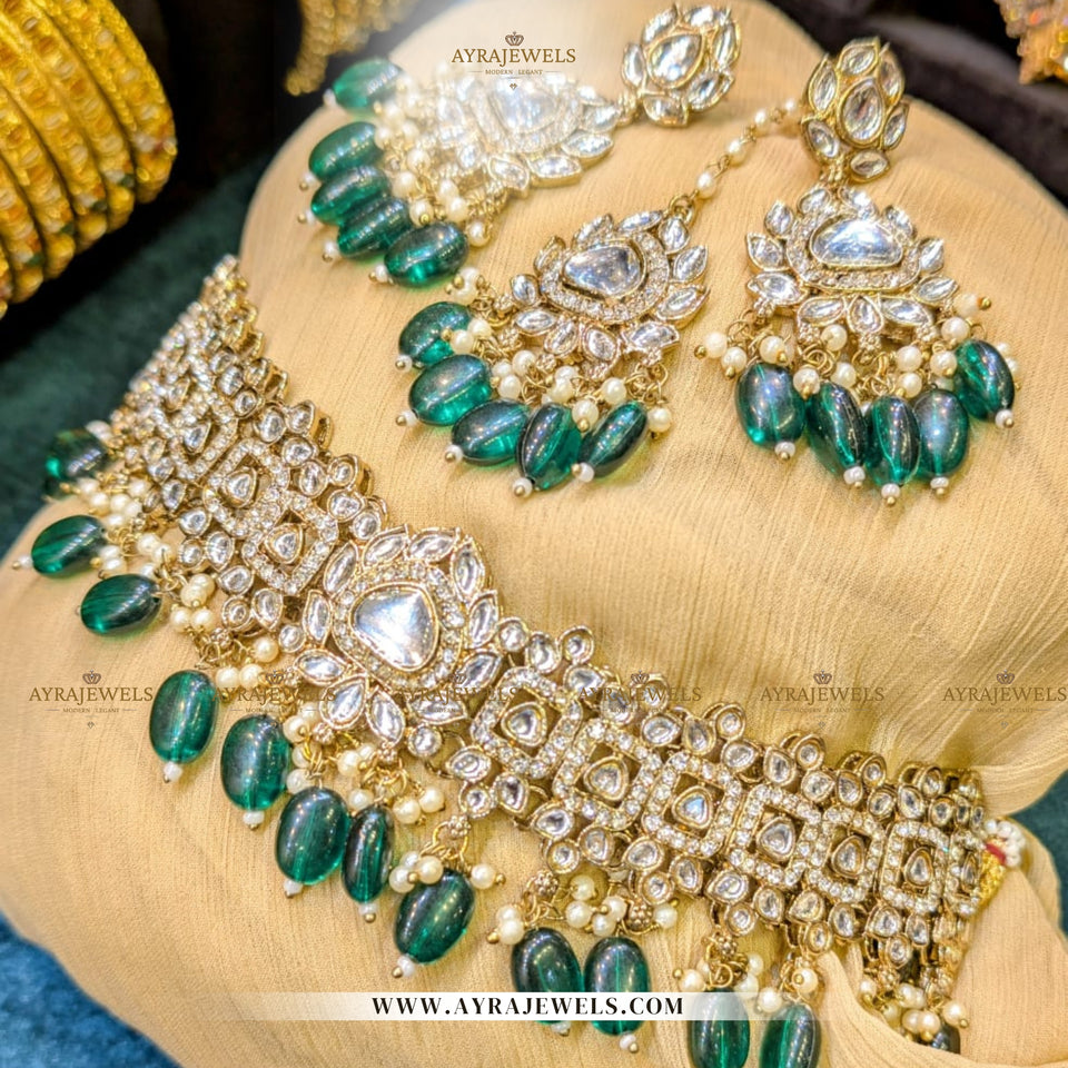 Elegant Bridal Choker Set with Earrings & Teeka – Traditional Wedding Jewellery