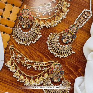 Nouratan Earrings with Heavy Jhoomki, Sahara & Teeka – Bridal Style Jewellery