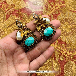 Designer Earrings with Stone & Pearl Detailing – Elegant Party Wear