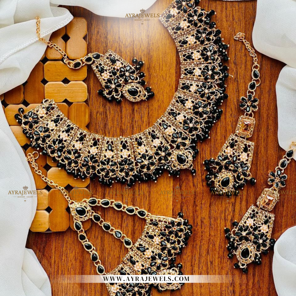 Zarqoon Bridal Set with Earrings, Teeka & Jhoomar – Traditional Wedding Jewellery