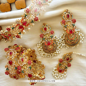 Nouratan Collar Bridal Set with Jhoomka, Teeka & Openable Bangles